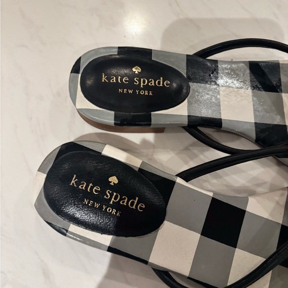 Kate Spade Monochrome Checkered Bow Sandals - Picture 3 of 6